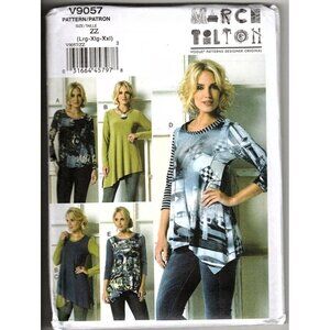 Vogue V9057 Misses L to XXL Knit Pullover Top Handkerchief Hem Sewing Pattern